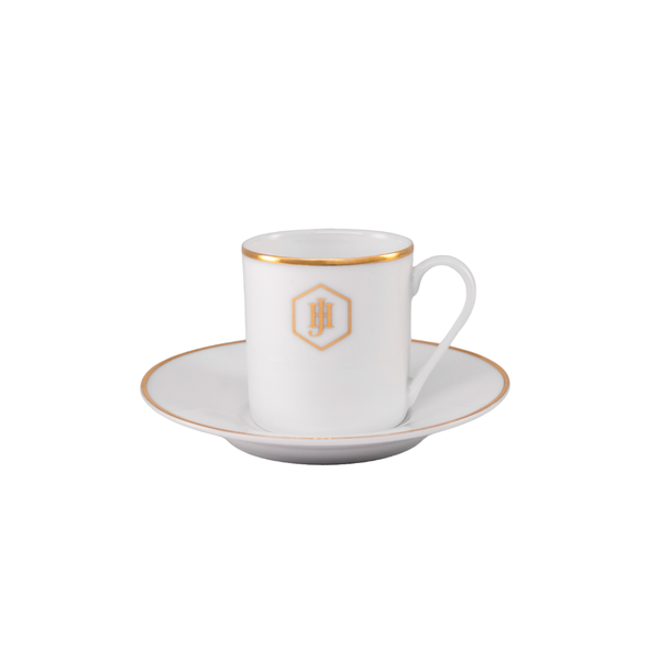 JAN - Gold Rimmed Espresso Cup &amp; Saucer Set of 4