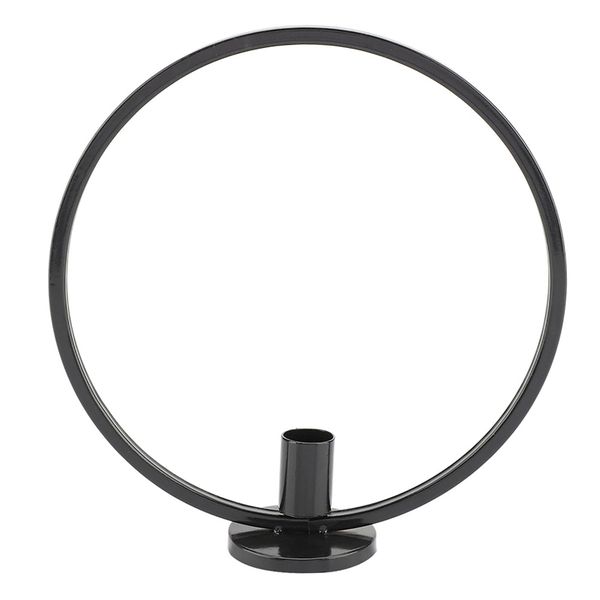 Black Round Iron Candle Holder Dinner Table Deco image
