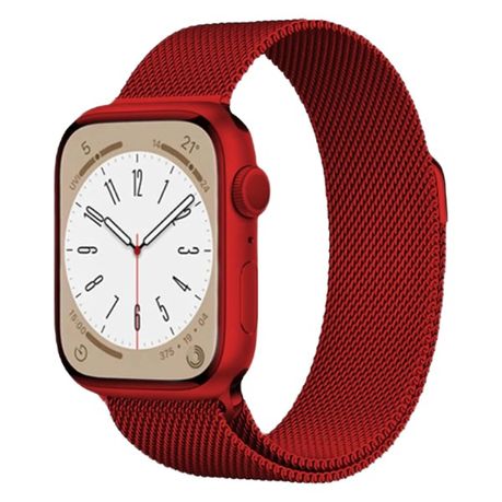 Stainless Steel Mesh Watch Strap for Apple With Magnetic Clasp - Red Image