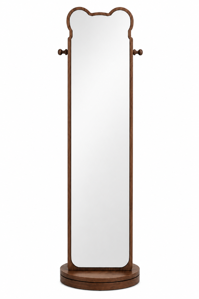 360 Rotating Full Length Mirror with Storage Shelf -Standing Floor Mirror
