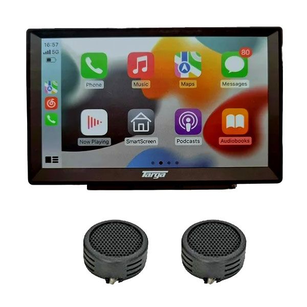 Targa 7" Portable Bluetooth, CarPlay Headrest Media Player &amp; Evo Tweeters