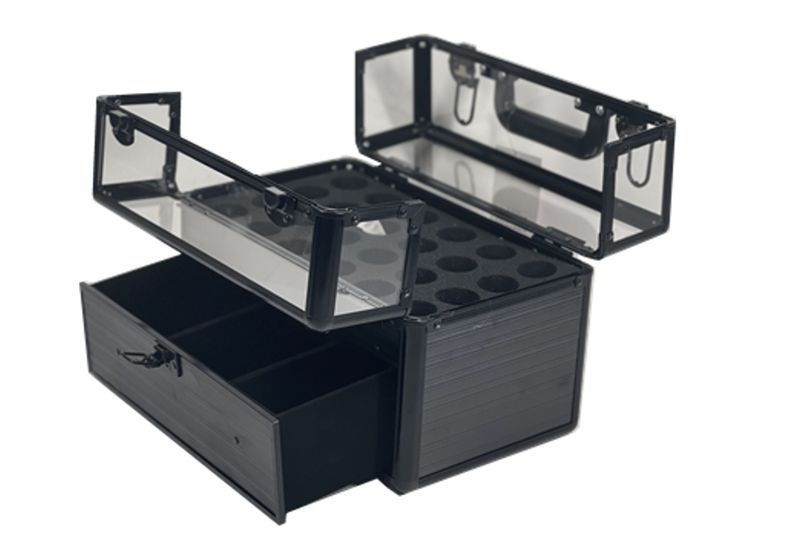 Transparent Acrylic Manicure Pro Tool Box Aluminium Frame Train Case