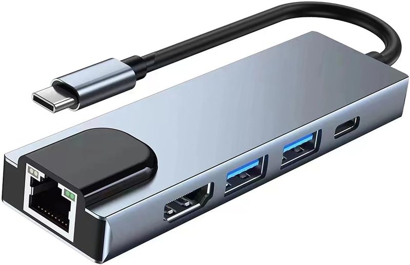 5-in-1 USB-C to HDMI Hub with LAN, USB 3.0 Ports, and Type-C PD Charging