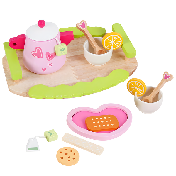Wooden Play Tea Set Kitchen Play Set Girl Role Play Toy Children Kids Gift