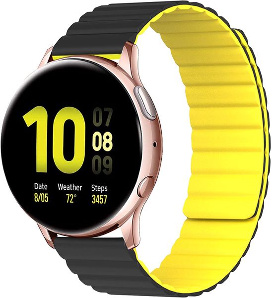 Magnetic Silicone Watch Band for Samsung &amp; CR (TM) Cloth - Black &amp; Yellow