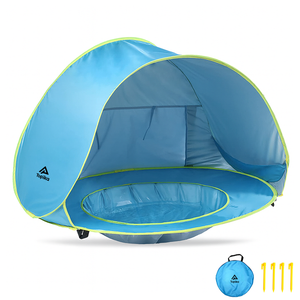 Topika Baby Beach Tent Pop Up with Pool, UPF50+ Portable Sun Shelter