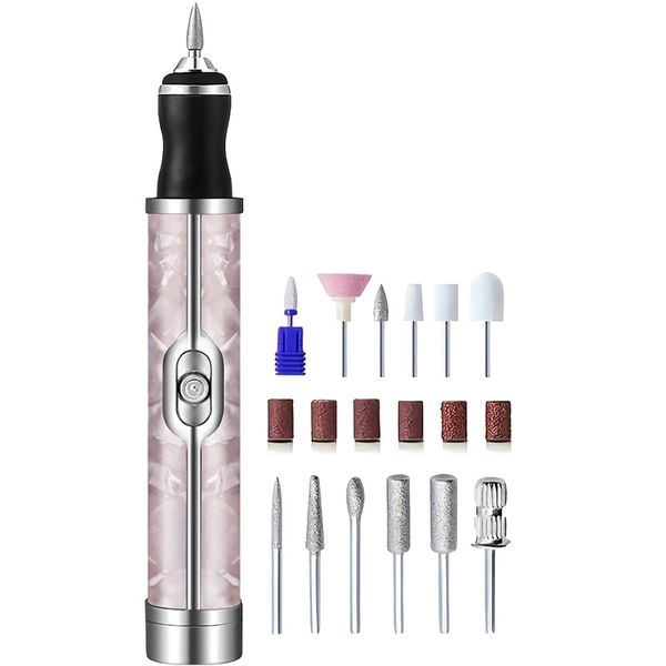 Portable Electric Nail Drill Kit with 12 Grinding Heads and 6 Sanding Bands