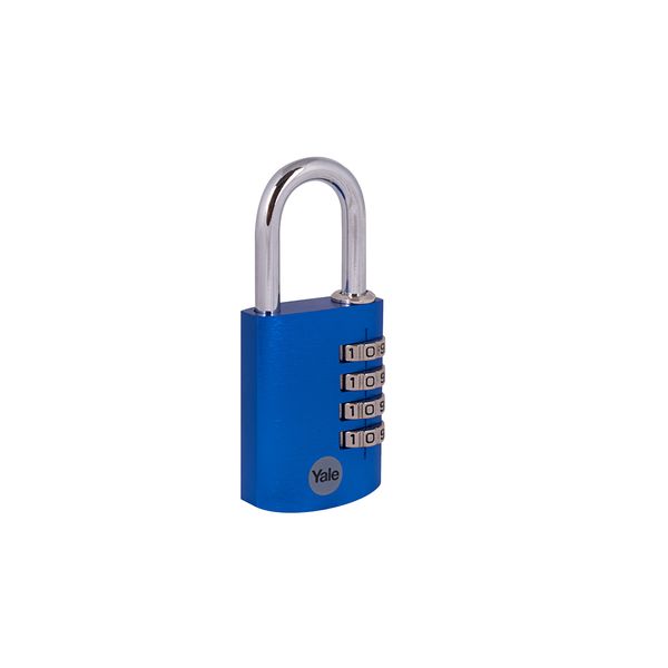 Yale 38MM Aluminium Re-settable 4 Dial Combination Padlock Blue