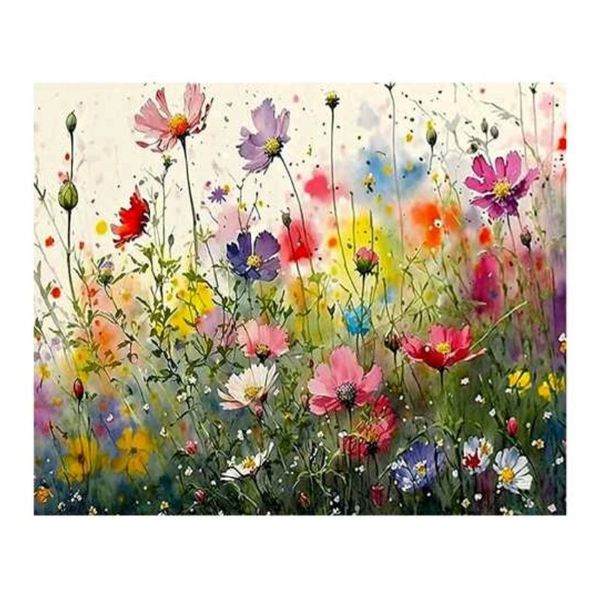 Vibrant Wildflower Unframed Paint by Numbers Kit (40 x 50 cm)