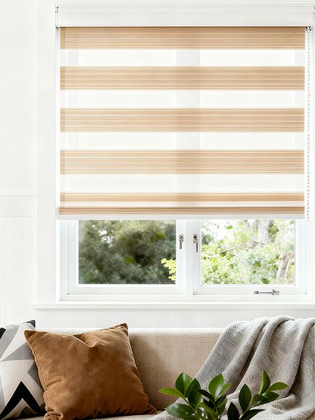 Elegance Dual Layer Zebra Roller Blinds - Beige