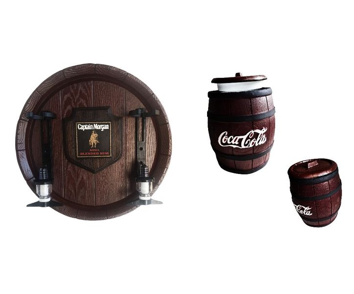 Captain Morgan Super Round Barrel - 2 Optic Liquor Dispenser &amp; Coca Cola