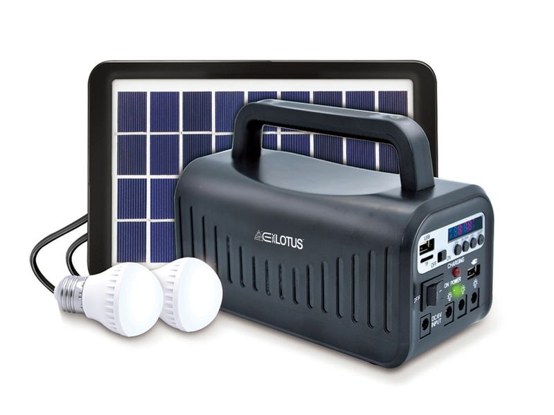 Everlotus 3W Solar Lighting with Bluetooth Speaker - Black/Blue