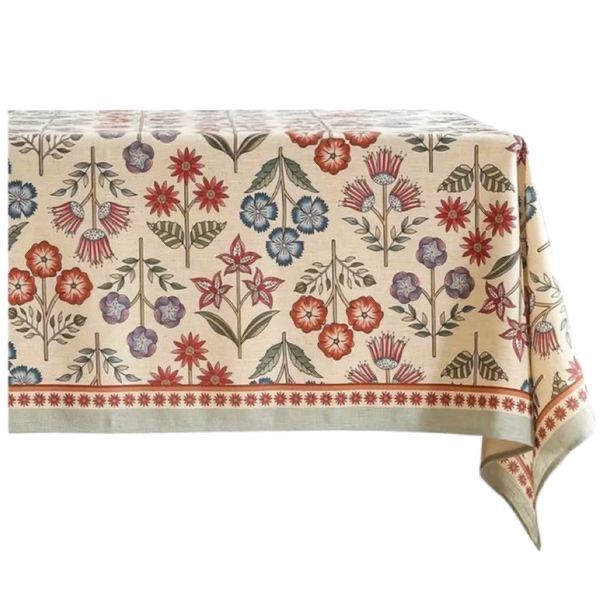 Decor Elegant French Linen Multicolor Vintage Floral Tablecloth - 260cm