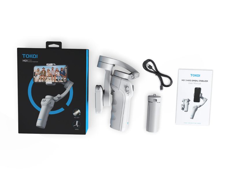 M01 3axis Gimbal Stabilizer, face tracking with fill light and tripod mount