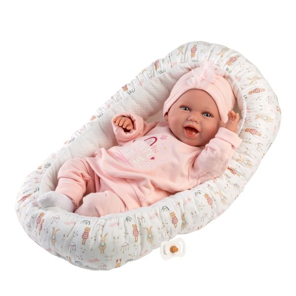 Llorens - Baby Girl with Laughing Mechanism, Clothing &amp; Cushion: Mimi 42cm