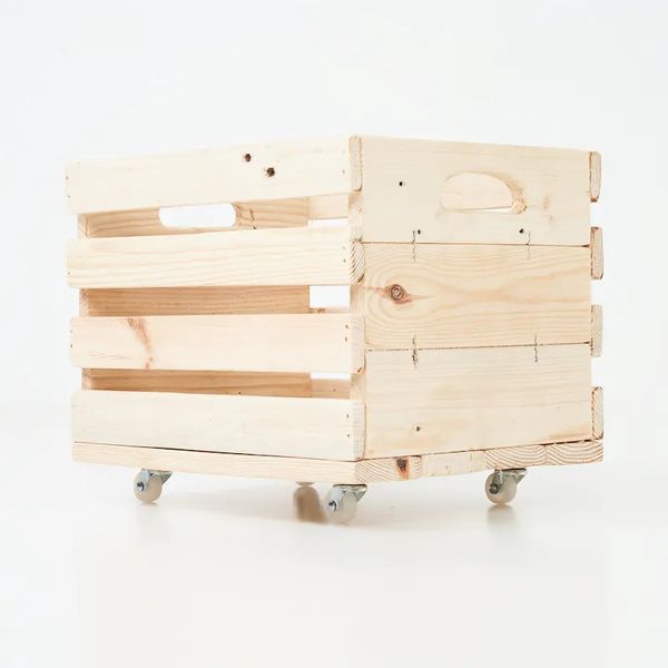 Rooted in Wood Designs - Pallet Wooden Slats Storage Crate on Wheels