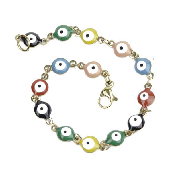 Stainless Steal Multi Coloured Evil Eye Bracelet