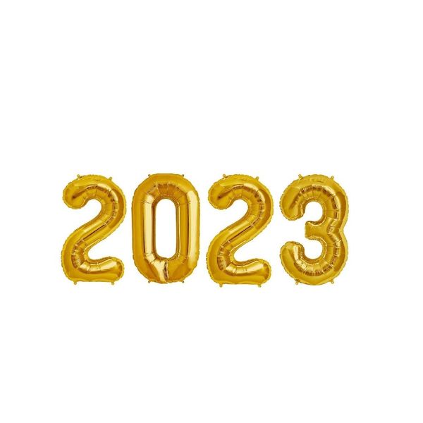 4 Piece New Years Party 2023 Gold Foil Balloon Decoration