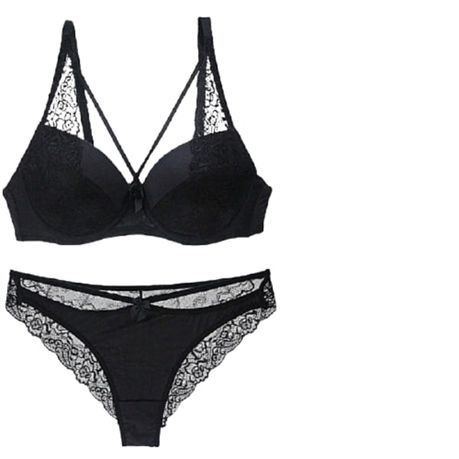 Edendiva's Latest Design Secy Charming Lace Bra Briefs Set - Black