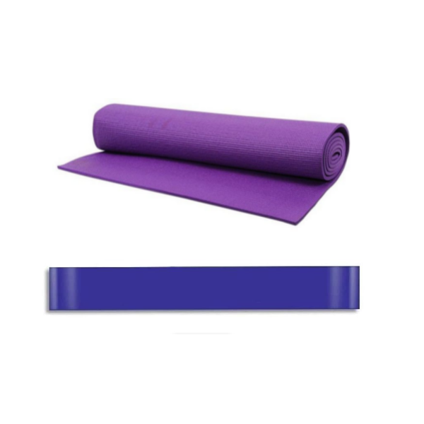 Yoga Mat And Elastic Band - Purple