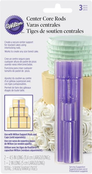Wilton 3 Pcs Plastic Column Rods Cake Construction Baking Decorating Tool