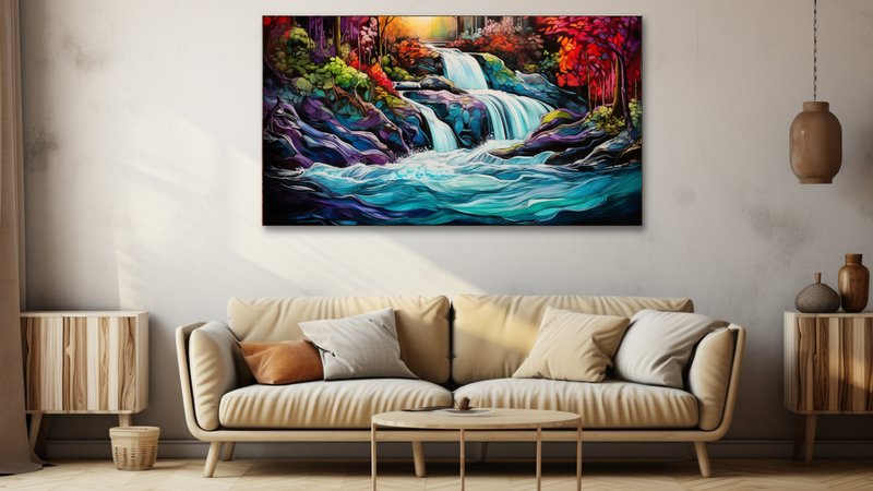 Canvas Wall Art - Cascade of Colours Abstract - HD0148