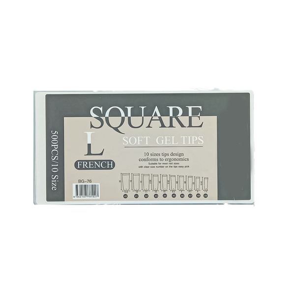 Square Soft Gel Tips L French - 500 Piece