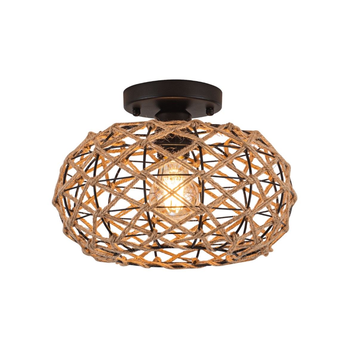 11 Inch Small Size Rope Style Ceiling Light Black-MRUL
