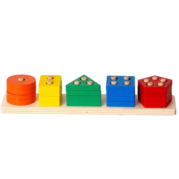 FI- Multi-Colored Wooden Stacking Blocks 5 Columns