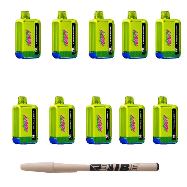 Nasty 9000 Puff Rechargeable Disposable Vape 5% Tropical Cherry 10 Pack