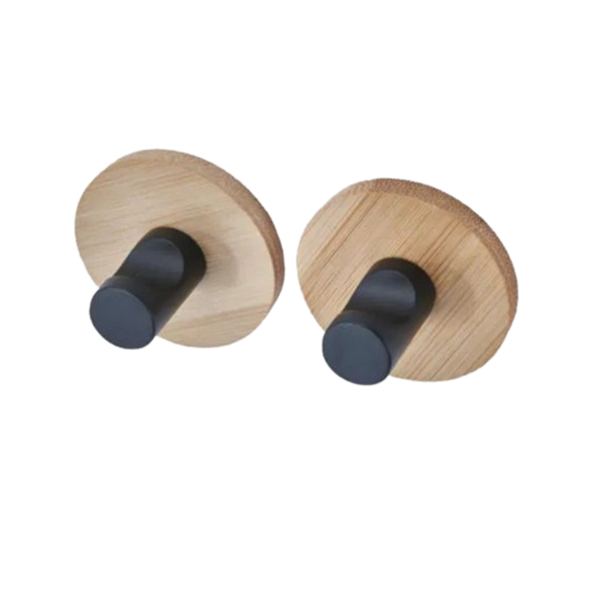 Stick-On Wall Hooks - Set Of 2 - Natural/Black