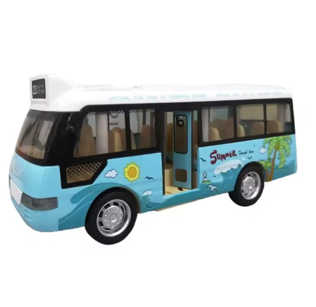 Children's Sound And Light Bus Door Opening Bus Model Toy