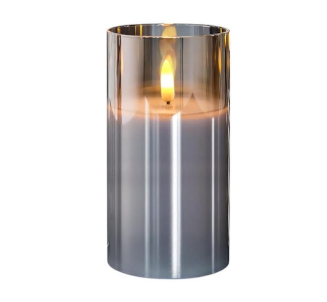 Flameless LED Battery Operated Candle Light With 3D Effect 1X6 - Grey