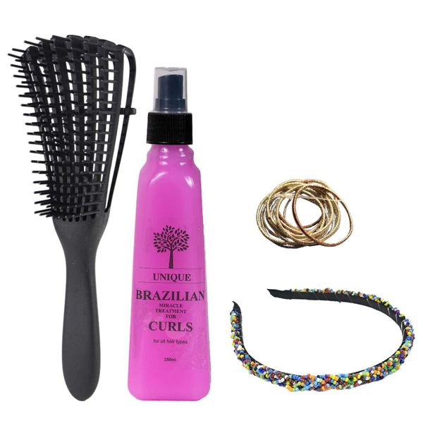 Detangling Brush for Curly, Kinky Hair, Curls Activator &amp; accessories