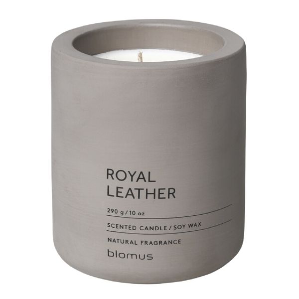 Blomus Scented Candle: Royal Leather in Grey Container Fraga 9cm Diameter