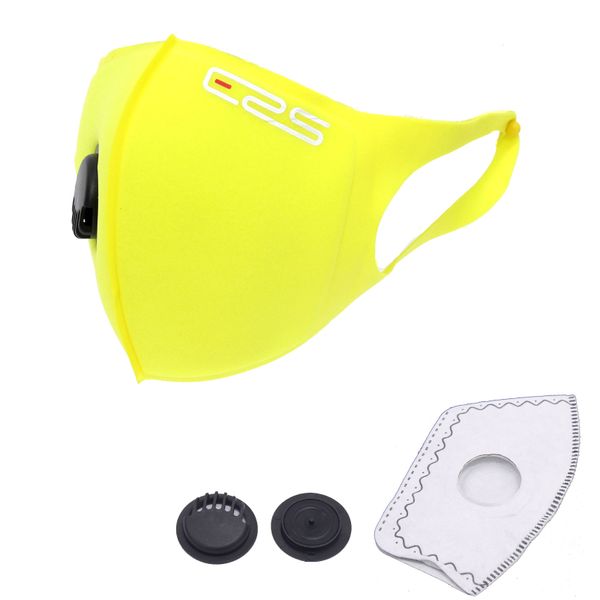 Second Wave ERS Sponge Face Mask with Removable Filter and Valve - Yellow