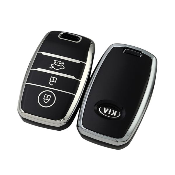 Kia Type A Buttons Car Key TPU Case &amp; Holder-Black