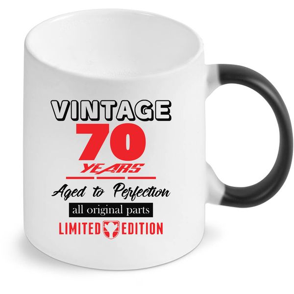 Vintage 70 Aged To Perfection 70th Birthday Colour Changing Coffee Mug