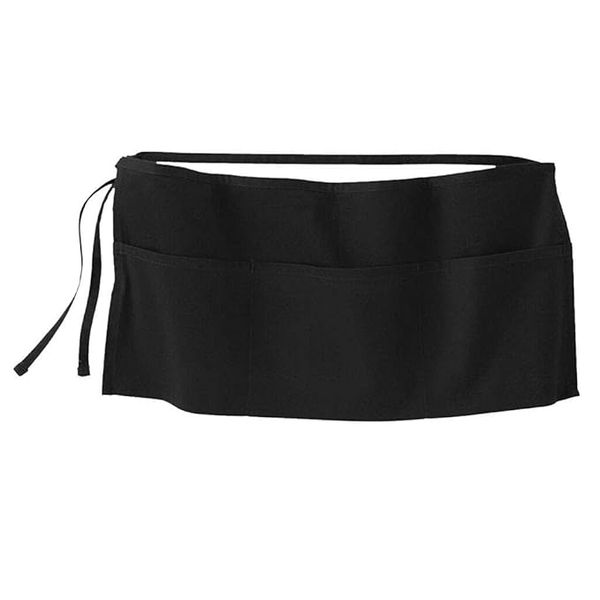 Black Polyester Waist Half Short Apron Kitchen Restaurant