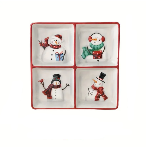 Nordic Ceramic Relief Plate, Multi-Compartment Serving Tray