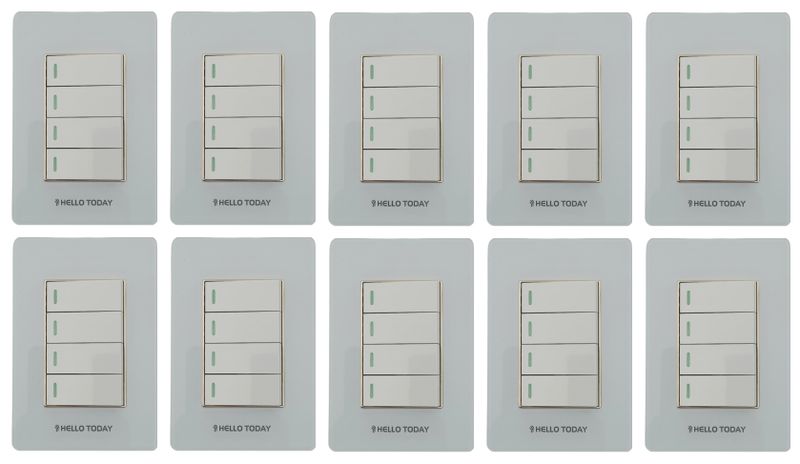 Hello Today Acrylic Gloss 4 Lever Light Switch - 10 Pack