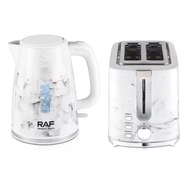 RAF 1.7L 2-in-1 Breakfast Set Toaster &amp; Kettle - White