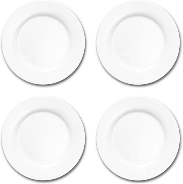 25cm White Round Polaris Dinner Plates-24 Piece