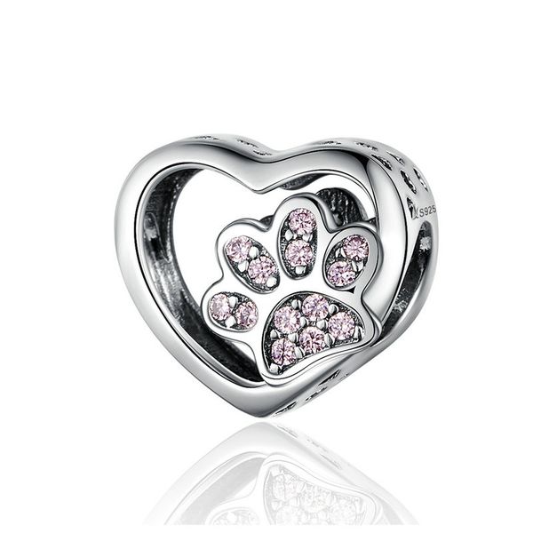 Paw Print In Heart Charm