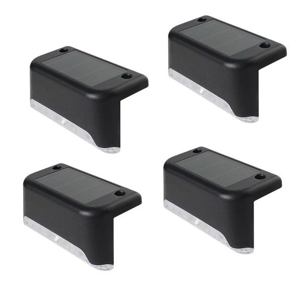 Waterproof Solar-Powered Cool White Step Lights With Optical Control -Black