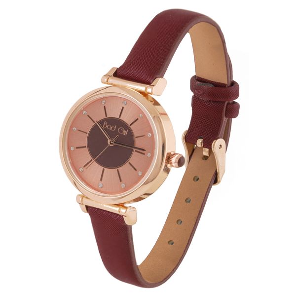 Bad Girl Berry PU Watch - Burgundy &amp; Rosegold