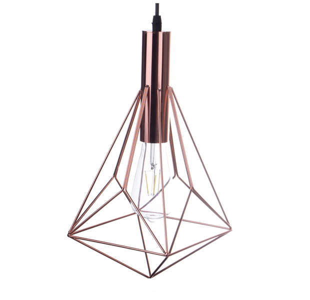 Geometric Diamond Metal Pendant 390mm - Rose Gold