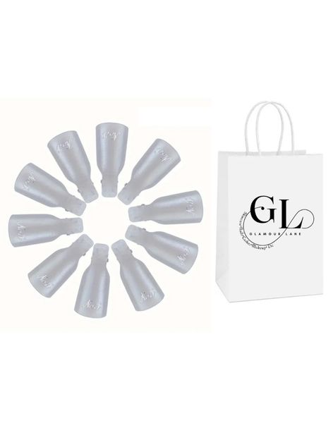 Glamour Lane 10 Piece Acrylic Gel Nail Polish Remover Soak Off Clips