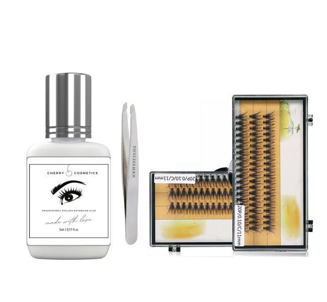 Cluster Eyelash Set with Cherry O Cosmetics Eyelash Glue