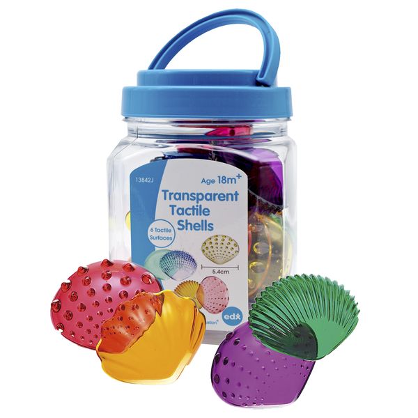 EDX Education Large Multi-Coloured Transparent Tactile Shells: 36 Pieces